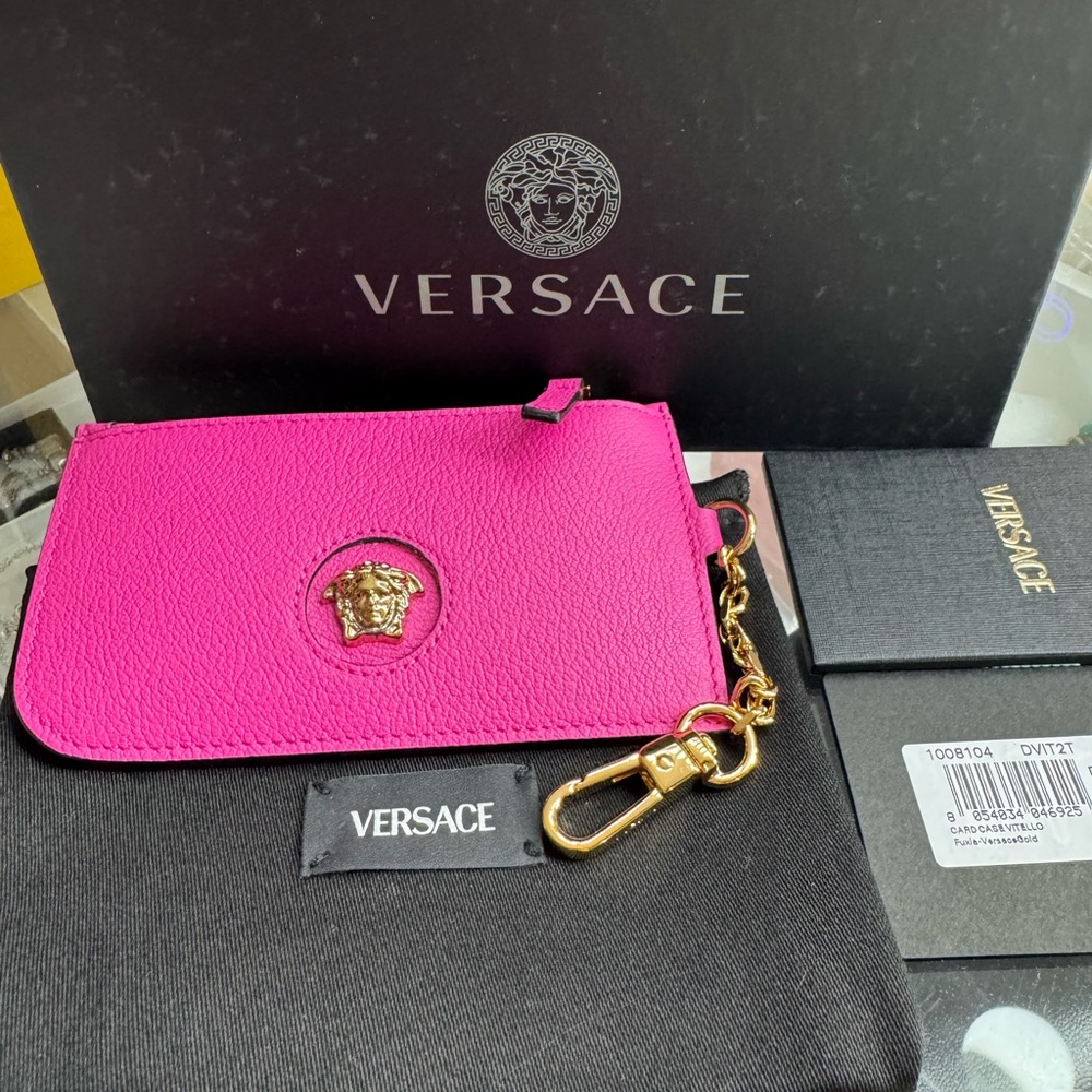 Versace Pink and Gold Medusa Key & Card Holder